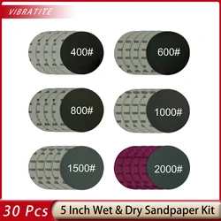 30 Pcs Wet Dry 5 Inch Sanding Discs Set Hook and Loop Sandpaper 400 600 800 1000 1500 2000 Grit Sandpaper Round Sandpaper