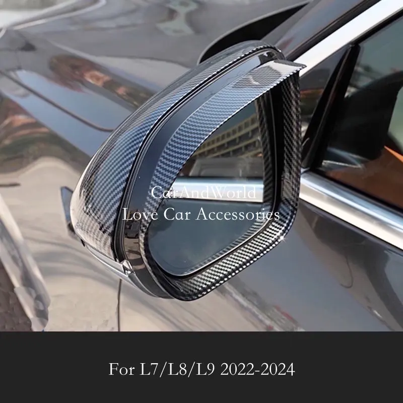 For LEADING IDEAL LiAuto L7 L8 L9 2022-2024 Body Rear View Mirror Rain Eyebrow Cover Door Mirrors Trims Car Moulding Accessories