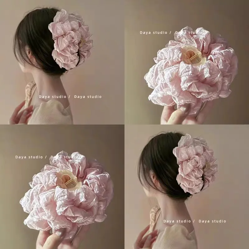 

Super Immortal Multi layer Bubble Butterfly Knot Grip Clip, Elegant Display Hair Volume, Korean Yarn Flower Shark Clip