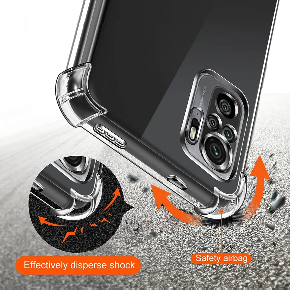 Airbag Shockproof Silicone Phone Case For Xiaomi Redmi Note 10 11 12 Pro Max Note 10s 11s 12s  4G 5G Clear Gel TPU Soft Case image 2
