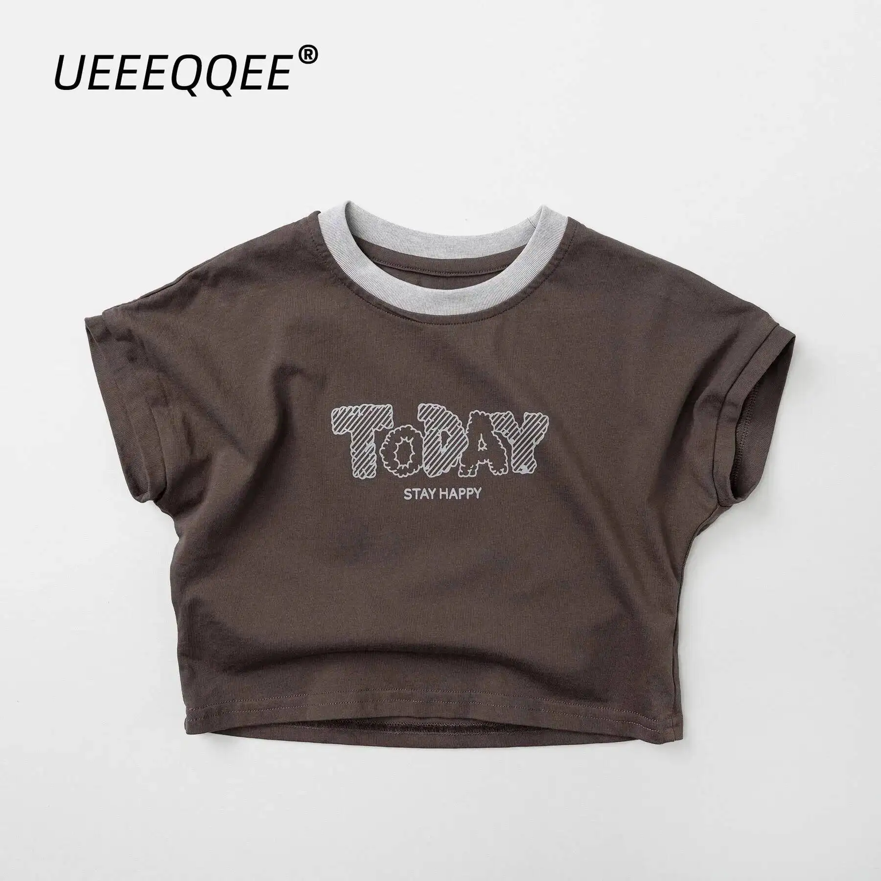 Frühling Sommer Kinder T-Shirts 1-8 Jahre Jungen Mädchen Baumwolle Buchstaben Patchwork Kurzarm T-Shirts Kleinkind Oberteile Tees für Kinderkleidung – Detail 6