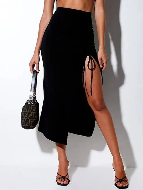 

Женская юбка миди с высокой талией, цветная, стройнящая, А-силуэт, из полиэстера, неэластичная, легкая в уходе, для повседневной носки