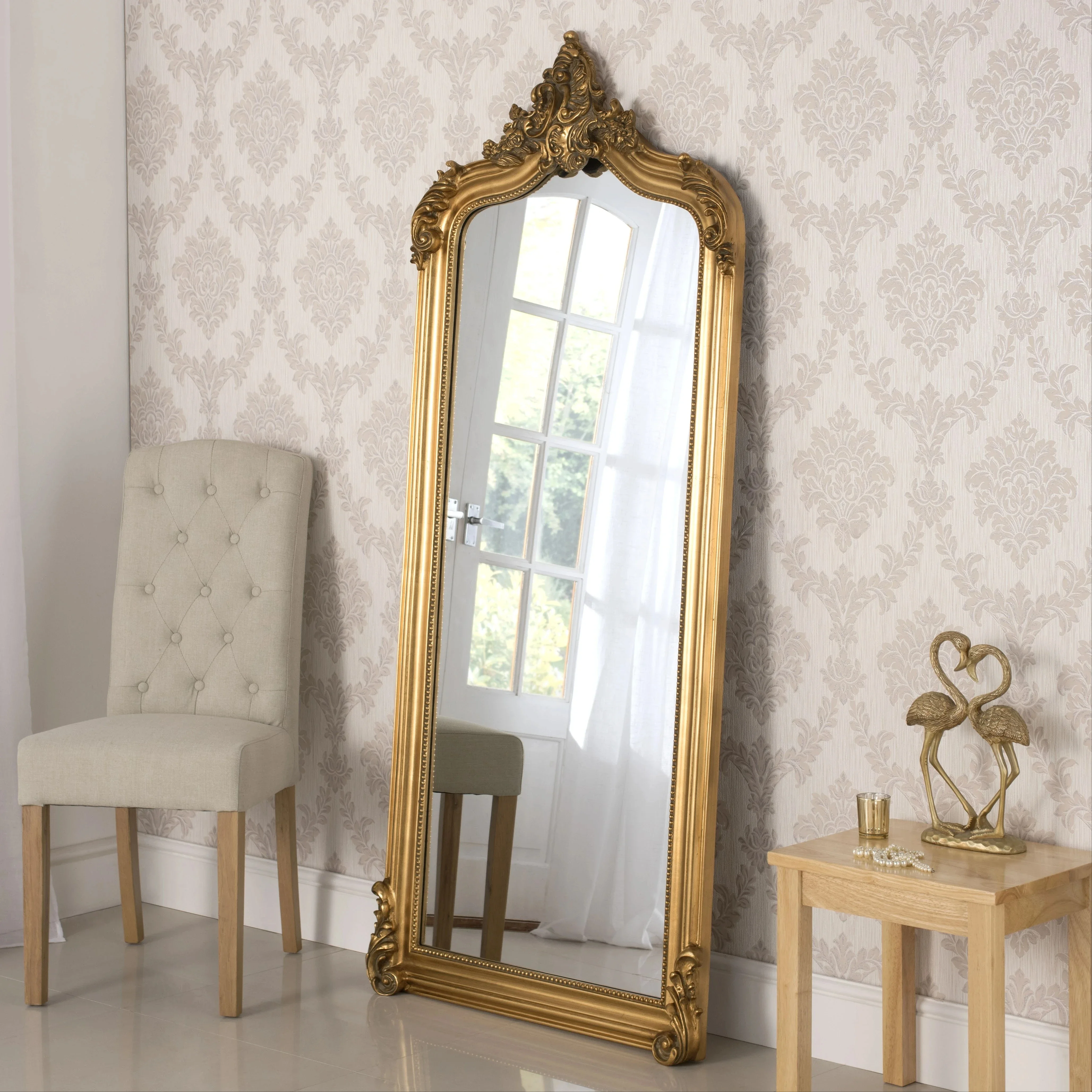 X4 European full body fitting carved mirror bedroom entrance retro court floor mirror hanging wall