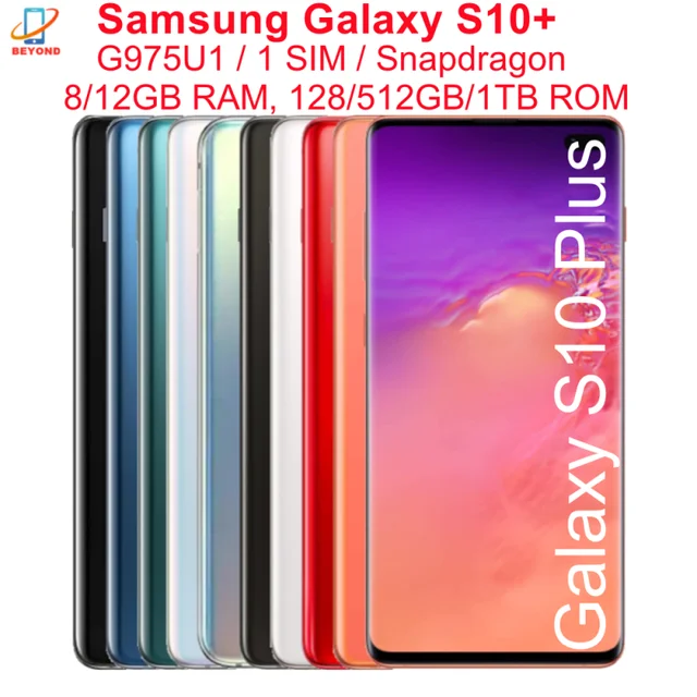 Samsung-Galaxy s10 plus,ロック解除されたオリジナルの携帯電話,snapdragon 855,nfc,4g  lte,g975u1,6.4インチ,8 GB, 12GB rom,128 GB, 512GB - AliExpress