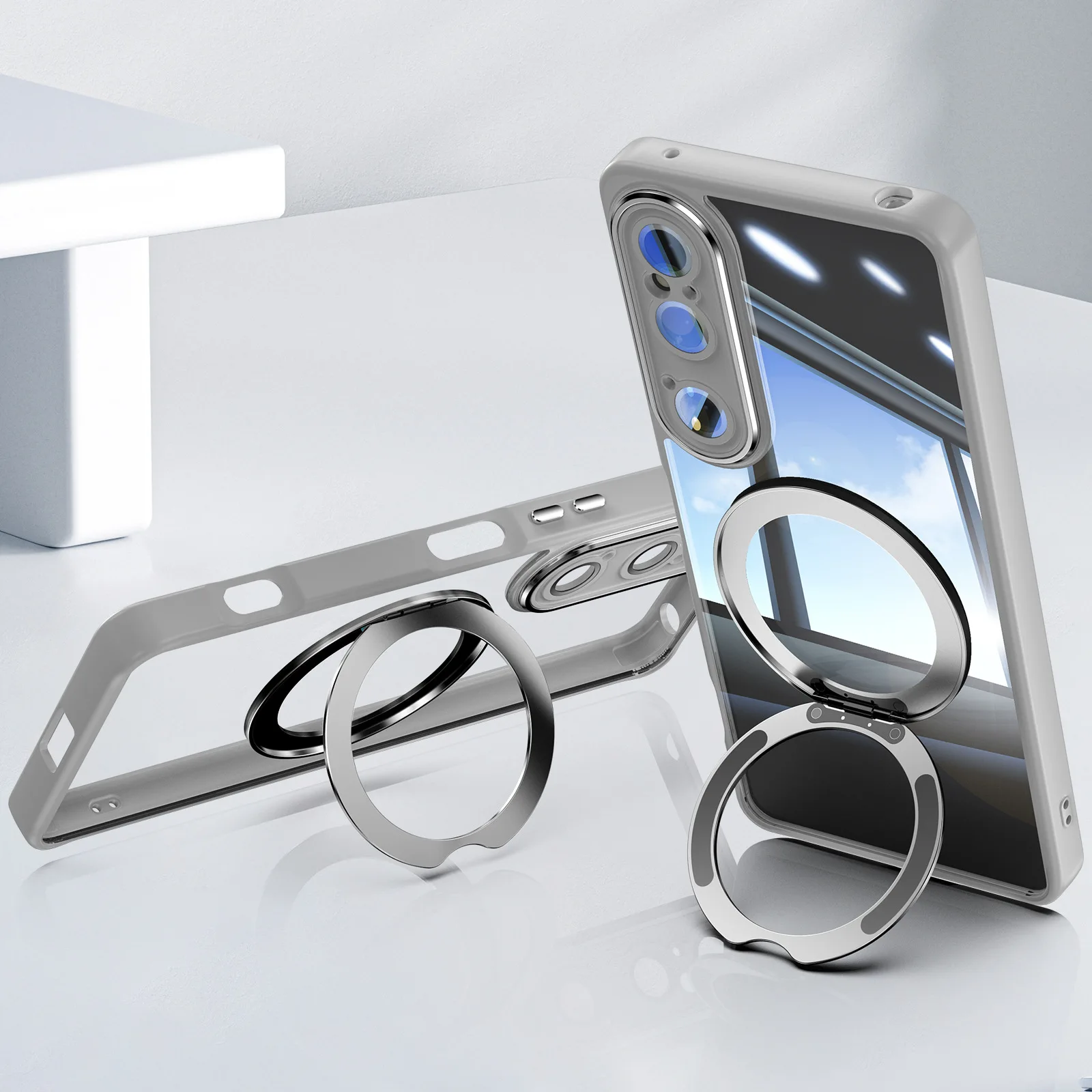غطاء حماية مدرع مغناطيسي دوار 360 درجة لهاتف Sony Xperia1 VII VI Magsafe