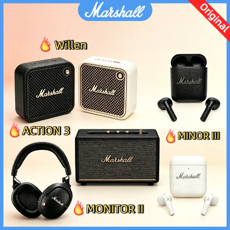 Altavoz Bluetooth Marshall ACTION 3 Kilburn II Willen MINOR III MONITOR II, Varios Modelos Disponibles, 100% Original
