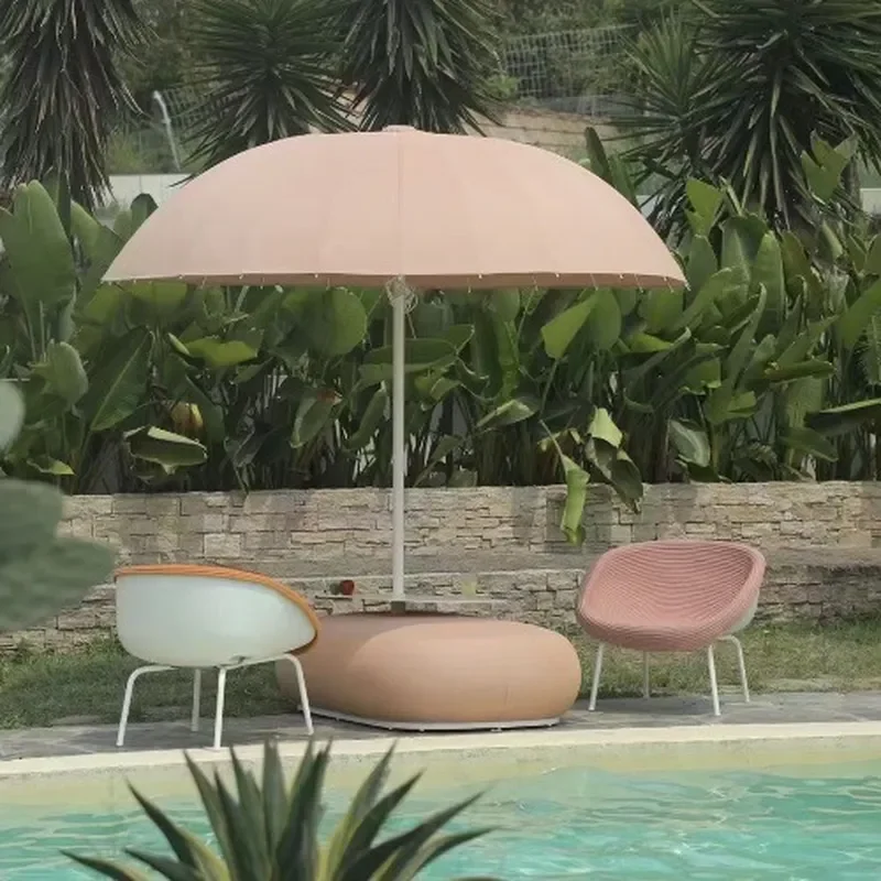 for Italian fiberglass 24-bone lazy leisure sofa sun umbrella outdoor middle column parasol garden coffee umbrella