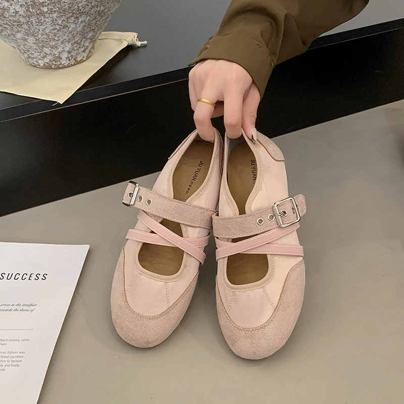 

Flat-bottomed High-heel Retro Mary Jane Shoes for Women, Spring New Style, with Belt Buckle, Single Shoe