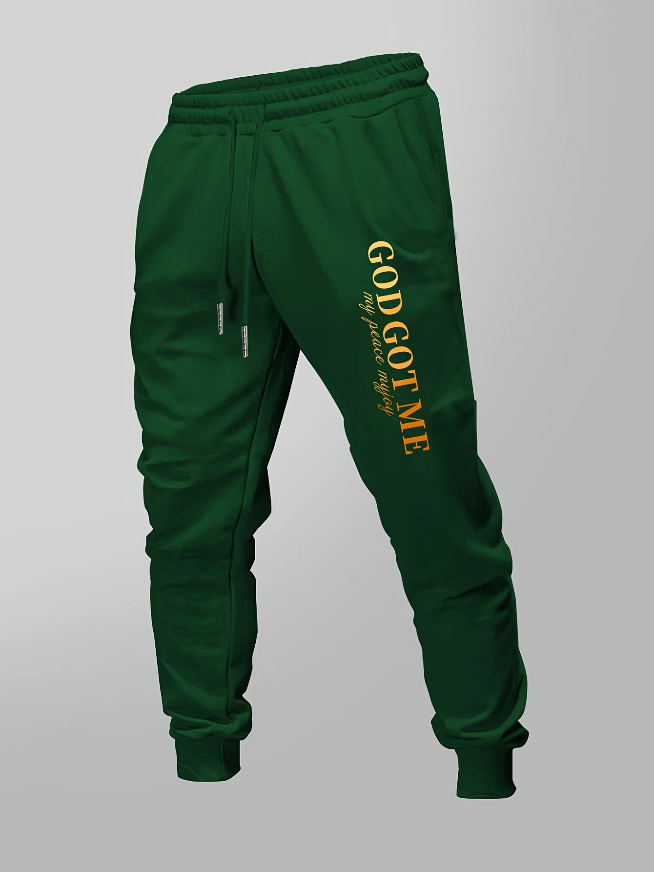 Vertical elegant serif inspirational letter slogan graphic print sweatpants men hip hop sports jogger trousers