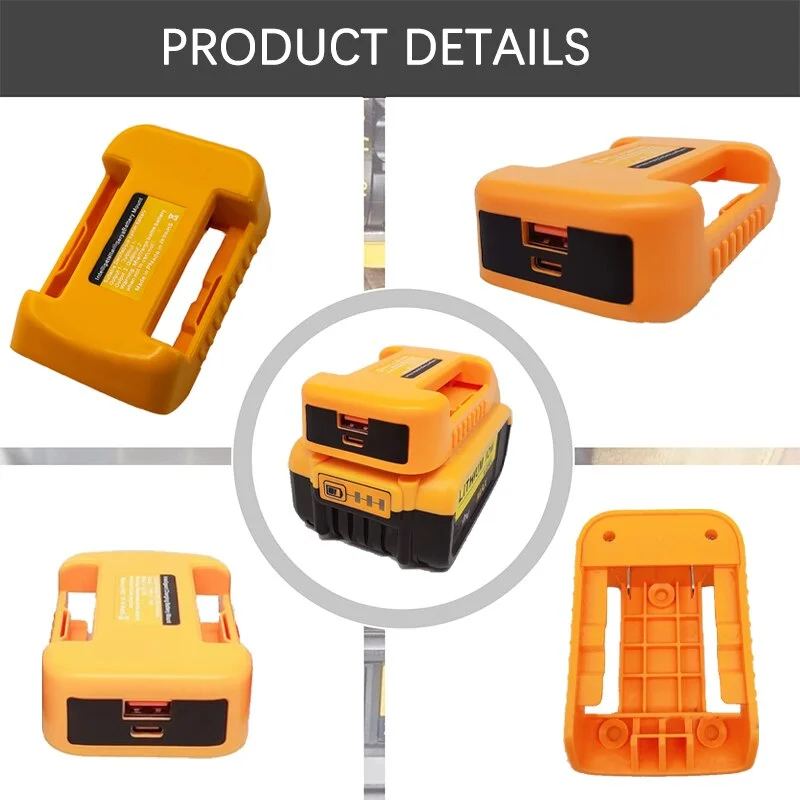 For Dewalt 18V 20V Li-ion Battery With USB and Type-C Belt clamp Fast Charger Rack Portable Battery Holder Adapter With switch