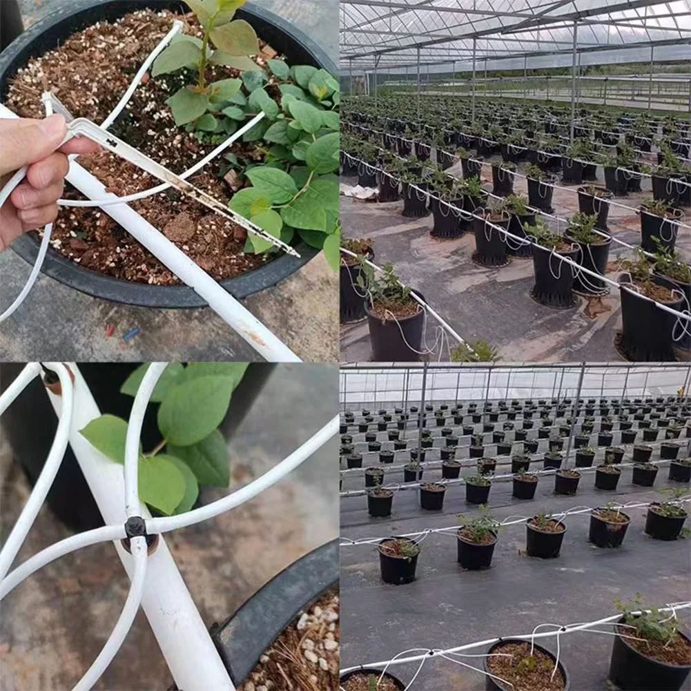 Drip Irrigation System Designed for 40 Plants Featuring 10 L-Shaped Drippers for Direct Root Watering in Gardens and Greenhouses