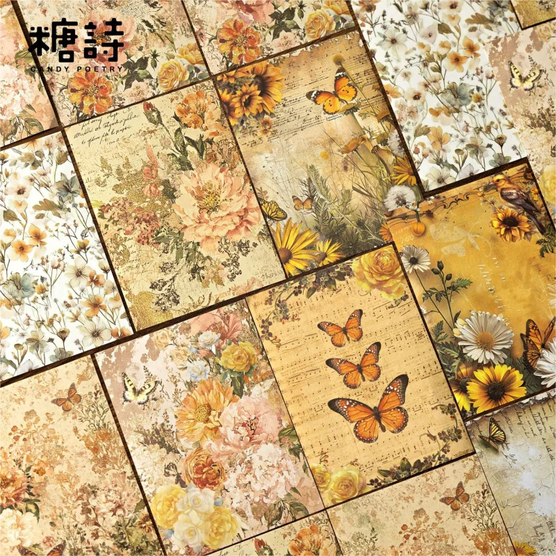 30 قطعة من أوراق الزهور العتيقة - أوراق خلفية كرافت بيضاء للمجلة وسجلات القصاصات