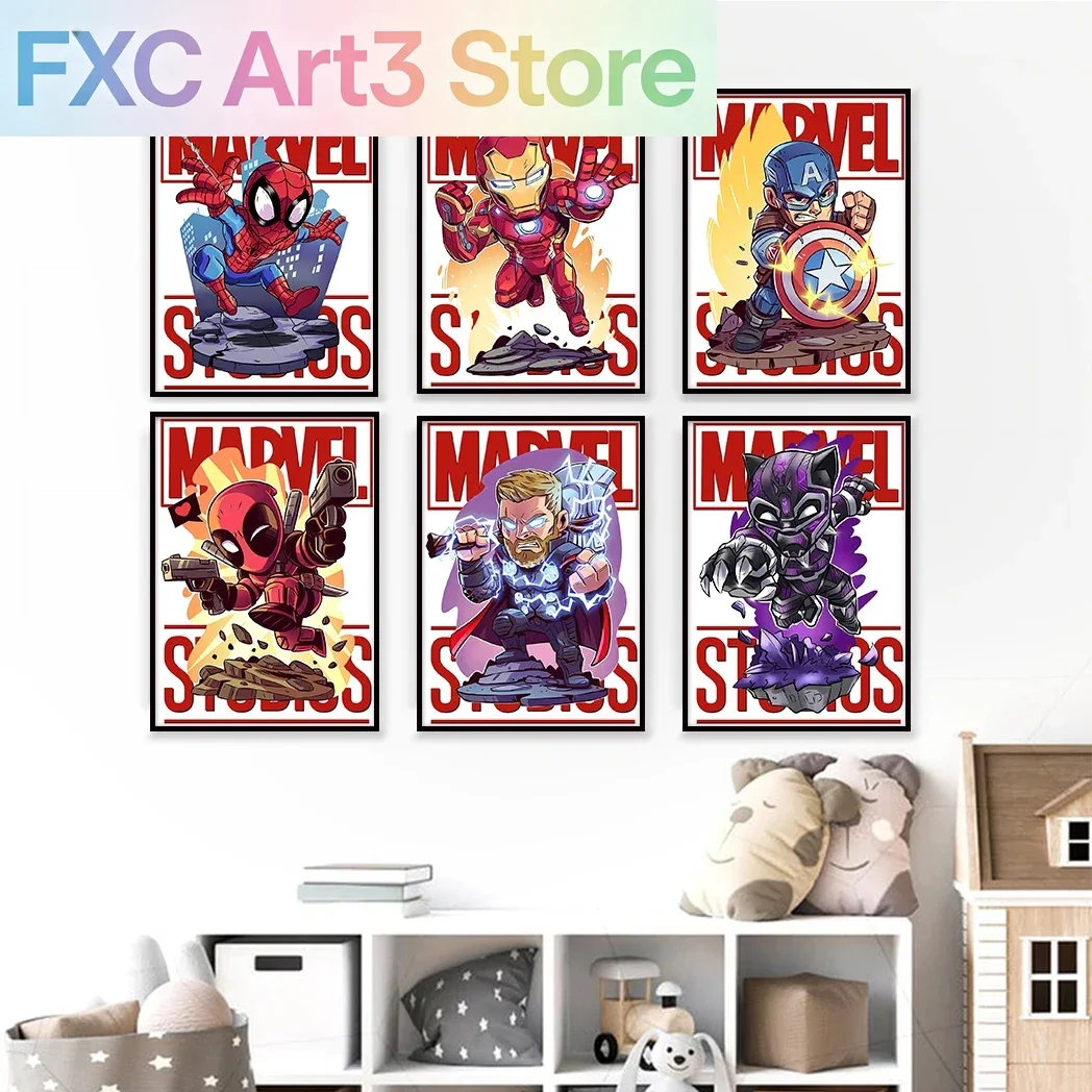 Affiches Marvel sans cadre, art mural de super-héros, SpiderMan, Iron Man, Avengers, peinture sur toile, impression moderne, décoration de chambre d'enfant, décoration de la maison