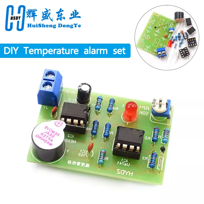 Temperature buzzer kit acousto-optic alarm parts DIY circuit student experiment training parts