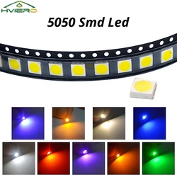 100 Uds 5050 blanco rojo azul rosa RGB Smd Smt 60mA 3V 3 chips 10-12lm 6000-6500k Led Plcc-6 bombilla de lámpara brillante diodos emisores de luz