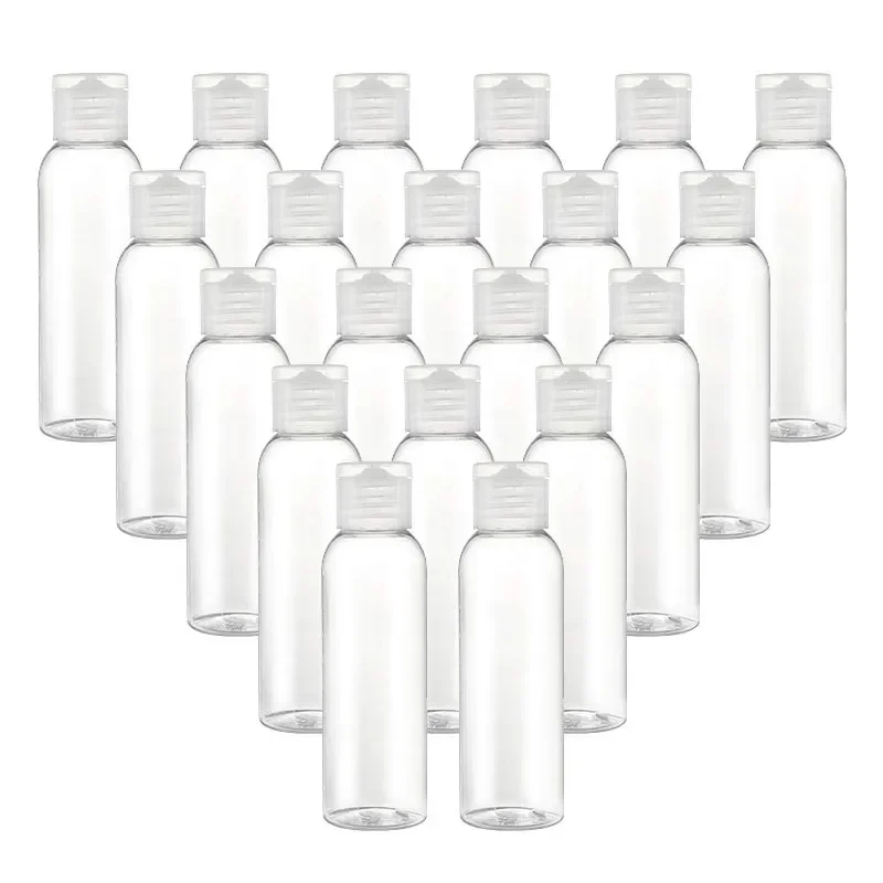 50pcs 5-100ml Plastic PET Flip Lid Lotion Bottles Wholesale Clear Cosmetic Sample Container Mini Travel Fill Vials Liquid Bottle