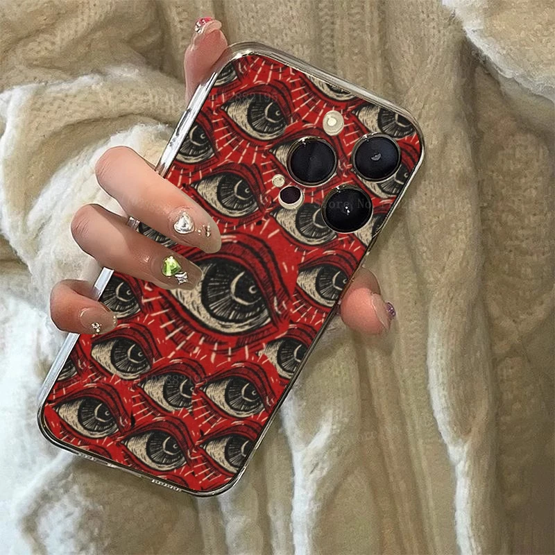 Vintage Red Evil Eyes Soft Case For Samsung Galaxy S23 S22 Ultra S21 S20 PIus FE A05S A05 A04S A04E A04 A14 A24 A34 A54 Cover