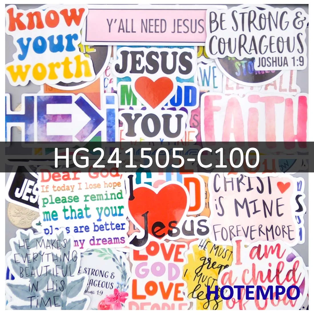 50/100PCS Faith Stickers Jesus Loves You God Bless Positive Energy Slogan for Laptop Scrapbook Luggage Motorcycle Phone Sticker