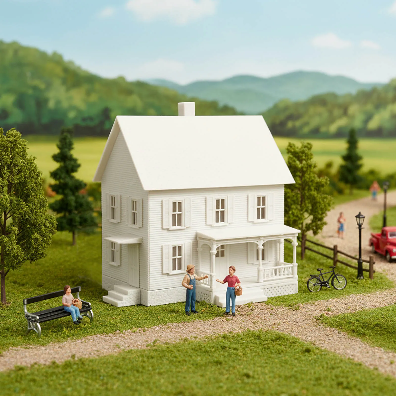 Evemodel HO مقياس 1:87 نموذج Dwelling House Kit غير مصبوغ مبنى معماري غير مجمع