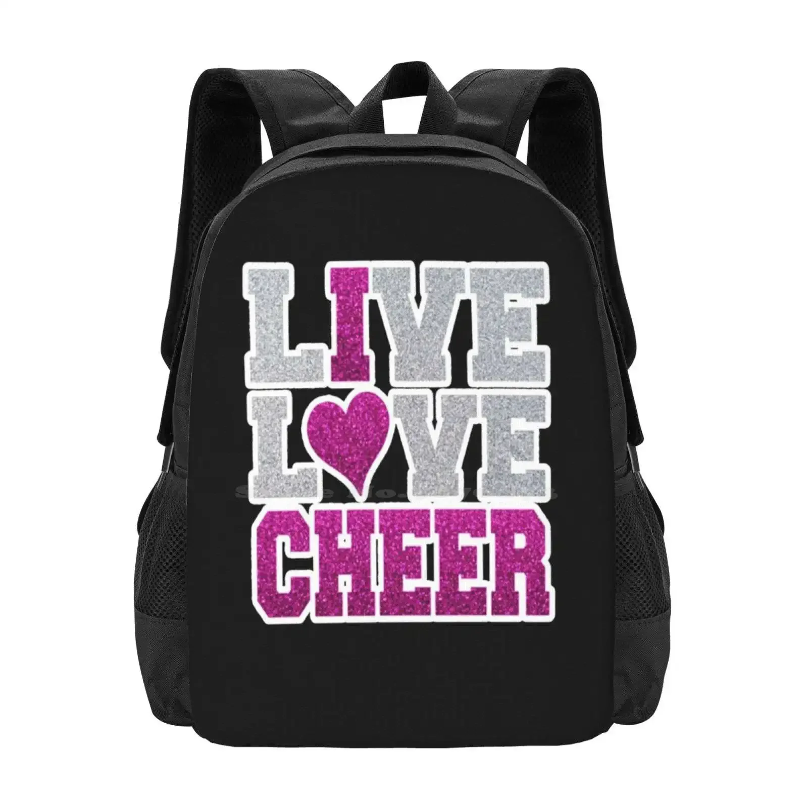 

Live Love Cheer, I Love Cheer Hot Sale Schoolbag Backpack Fashion Bags Live Cheerleader Cheerleading Lovecheer Stunt Cheers