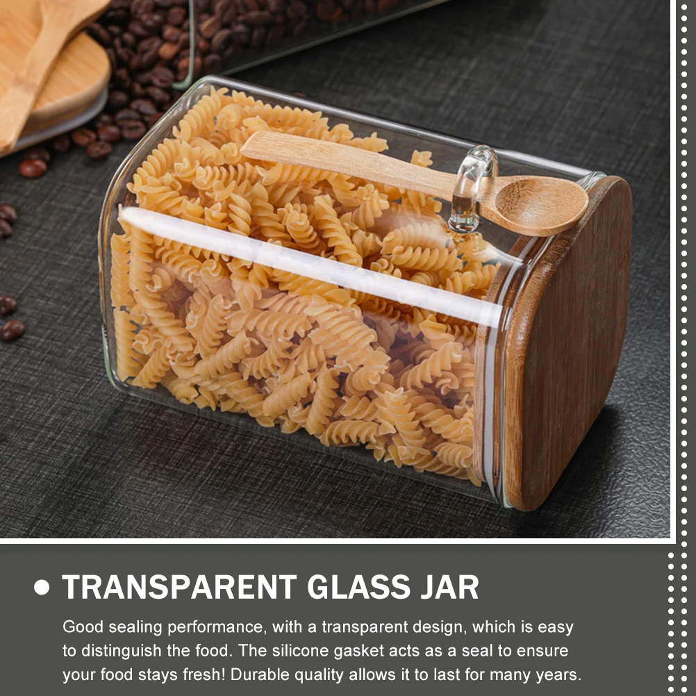 

2 Sets Transparent Glass Sealed Storage Jars Tea Coffee Beans Honey Kitchen Food Container Silicone Gasket For Home