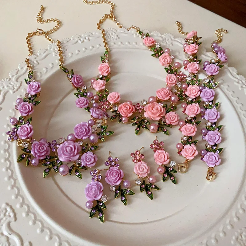 

Rural Style Flower Studded Pearl Necklace Niche Temperament Atmosphere Collarbone Chain Versatile Artistic And Fresh AccessorieS
