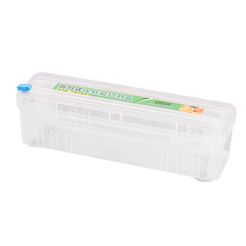 Durable Cling Film Wrap Dispenser Plastic Cling Film Refillable Box with Slide Cutter Cling Film Cutter Box Kitchen Storage Tool