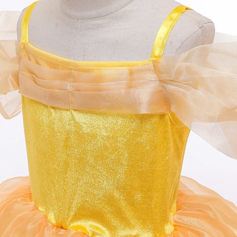 Belle Princess Dress Up Sleeveless Bow Children Party Princess Costume Kids Beauty and The Beast 2024 Carnival Clothes Outfits