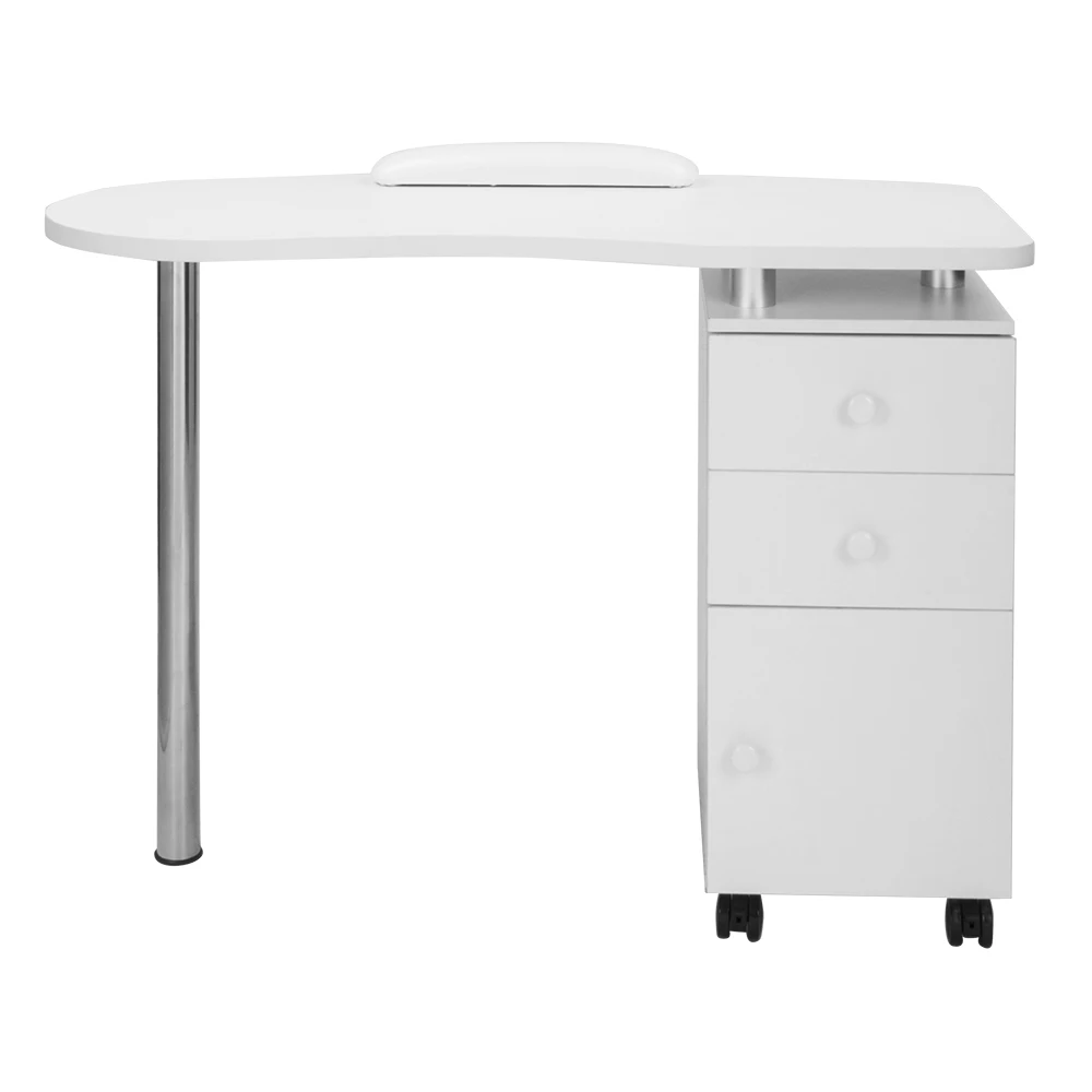 

Manicure Table Station MDF&Triamine Stainless Steel Nail Table 1-Door 2-Drawers Removable with Hand Pillow White[US-Stock]