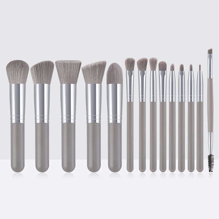 SAIANTTH Neue 14 stücke Make-Up Pinsel Braun Set Flache Slant Kopf Lose Pulver doppel kopf wimpern augenbraue Pinsel Schönheit Werkzeuge