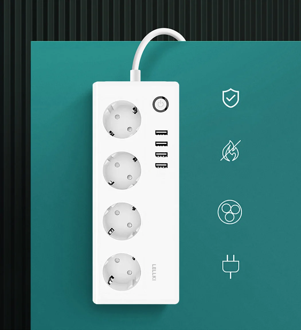 LELLKI – bande d\'alimentation Zigbee 1.8 avec Tuya Smart Life, prise électrique, cordon d\'extension, avec Alexa SmartThings