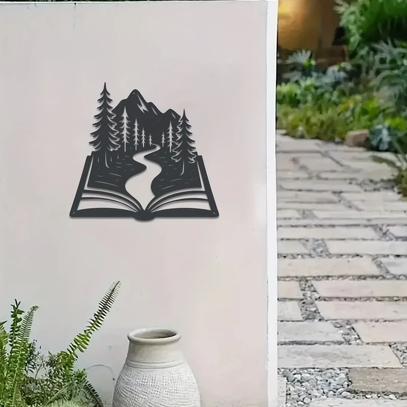 【Statue Wall Decoration】Minimalist open bookshelf wall decoration - Black metal wall art decoration