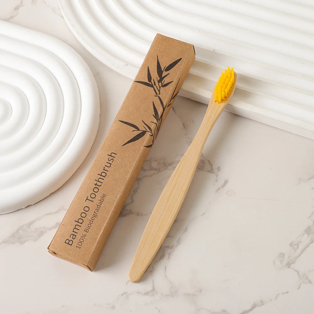 10 Pcs Bamboo Toothbrushes Soft Bristle – Charcoal Infused Eco Friendly Wooden Adult Tooth Brush BPA Free Biodegradable for Fami