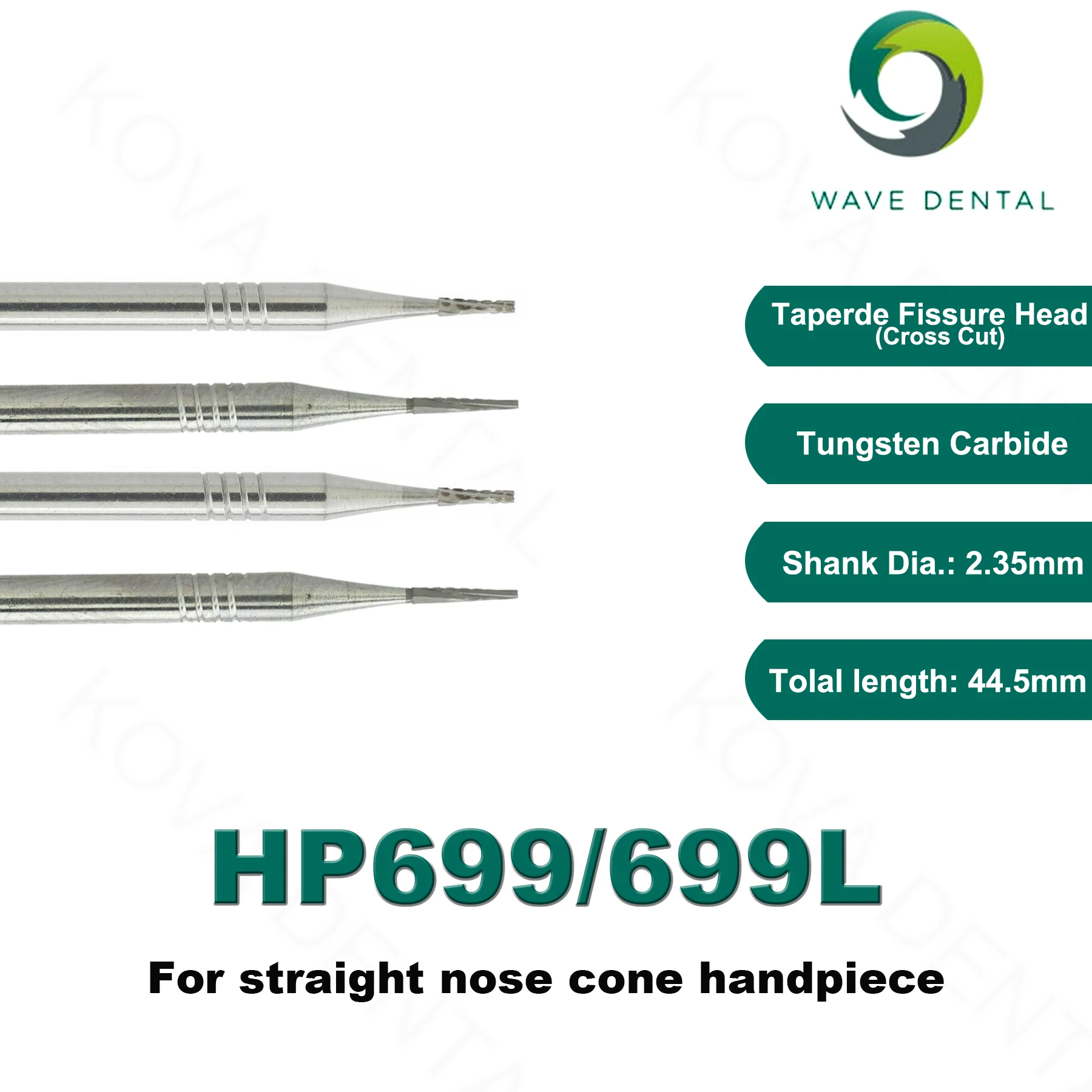 

WAVE Dental Burs Carbide Drill Bits Tapered Fissure HP699/HP699L For Straight Nose Cone Low Speed Handpiece Dental Lab Cutters