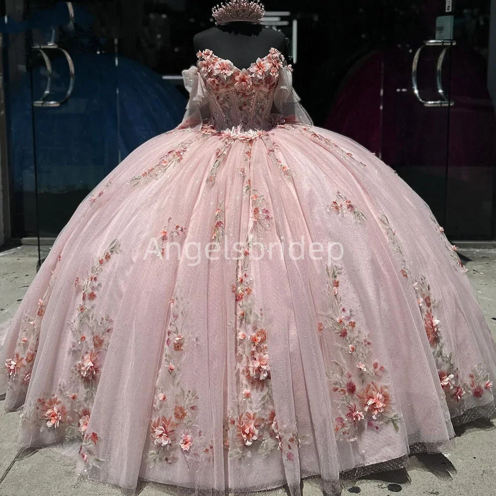 Angelsbridep Customized Mexican Pink Bow Princess Ball Gown 15 Year Old Quinceanera Dresses Brithday Party  Vestidos De 15 Años