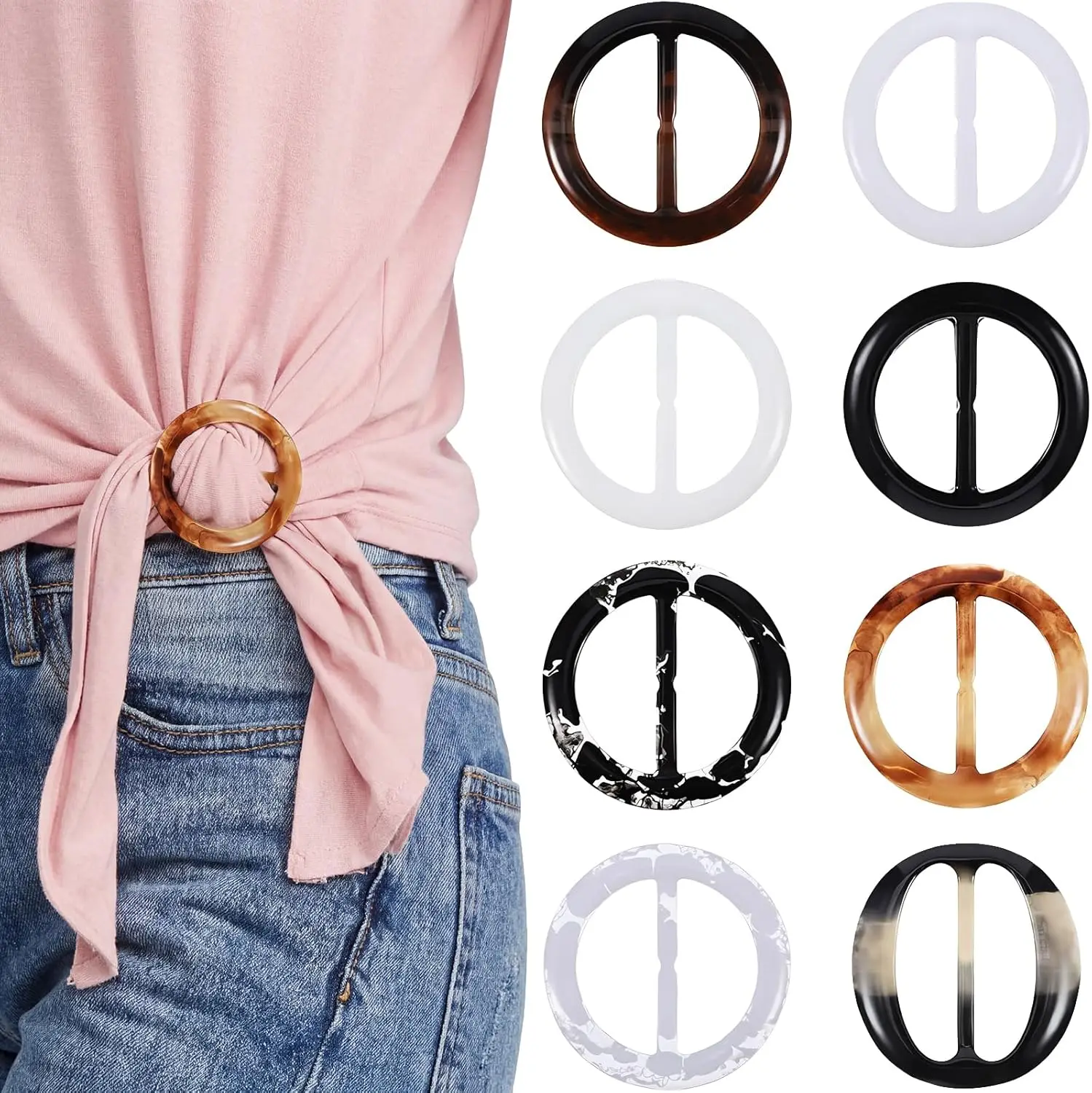 

16 Scarf Rings for Women, T-Shirt Clips to Tighten, Retro Style