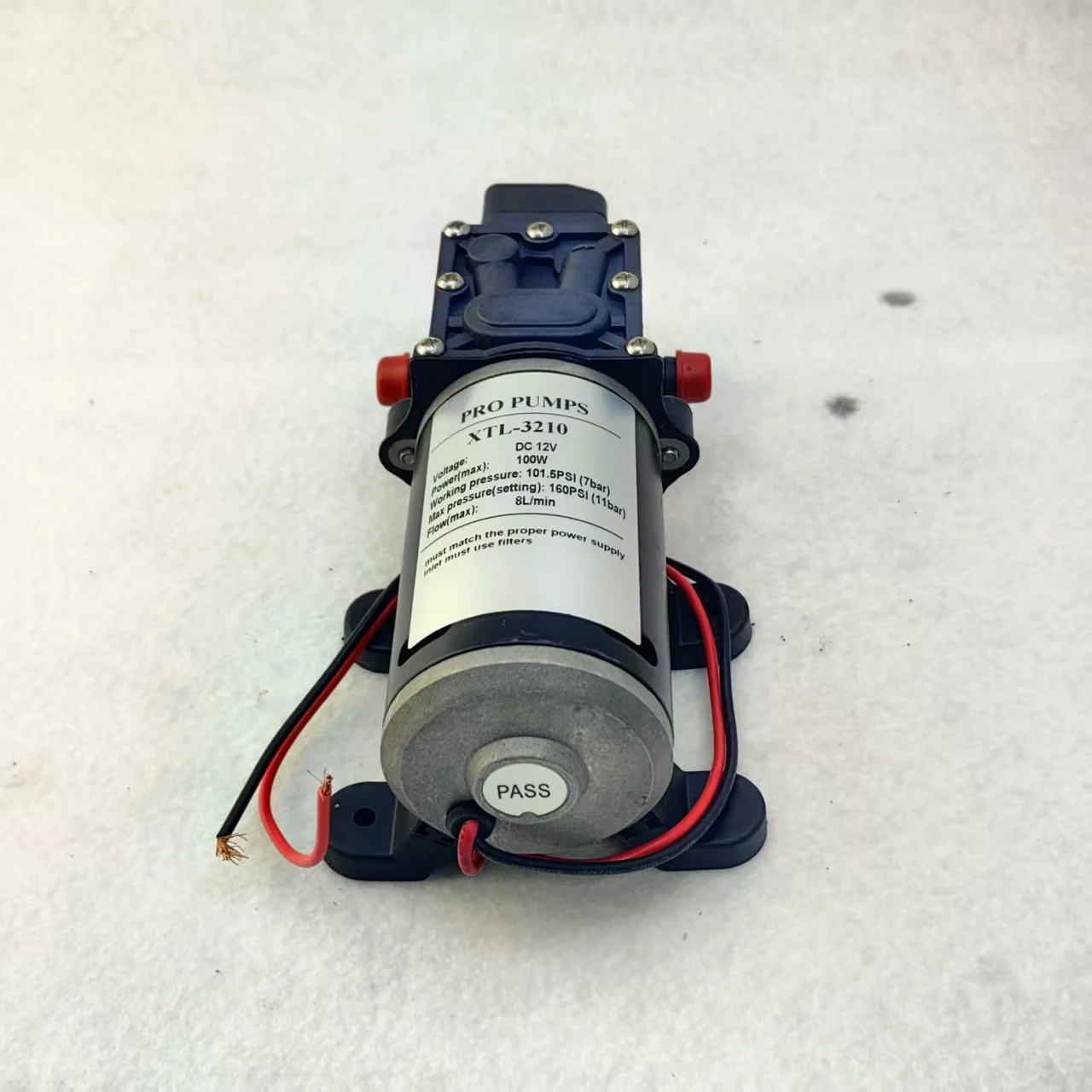 12V 100 Watt High Pressure DC Small Water Pumps 100 PSI 8 L/min Automatic Pressure Switch Diaphragm Self-Priming Pump
