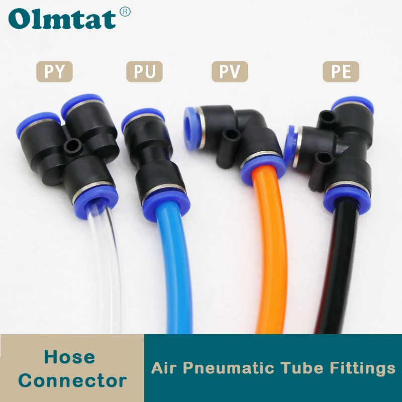 5/10pcs Air Pneumatic Tube Fitting OD 4mm 6mm 8mm 10mm 12mm 14mm 16mm T Y L I Tpye PV Plastic Quick Connector Push In Pipe Hose