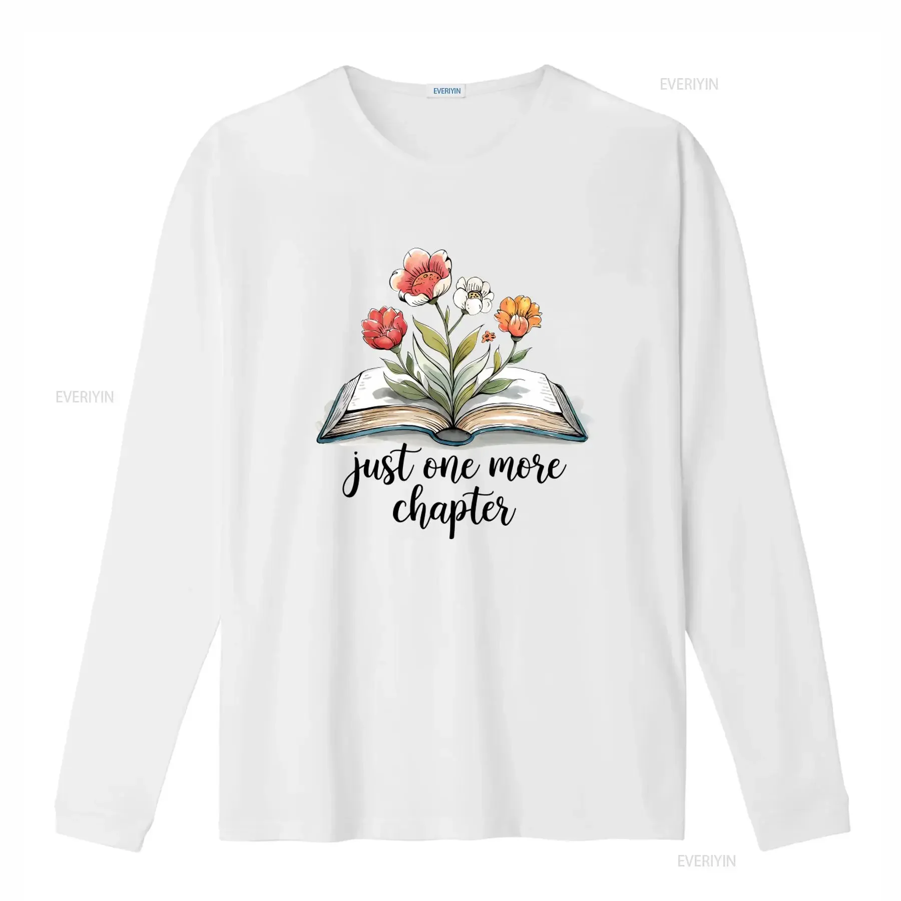 Just One More Chapter Floral Book Design T Shirt for Bookish Readers and Reading Lovers vintage Washed Top For Everyday Wear