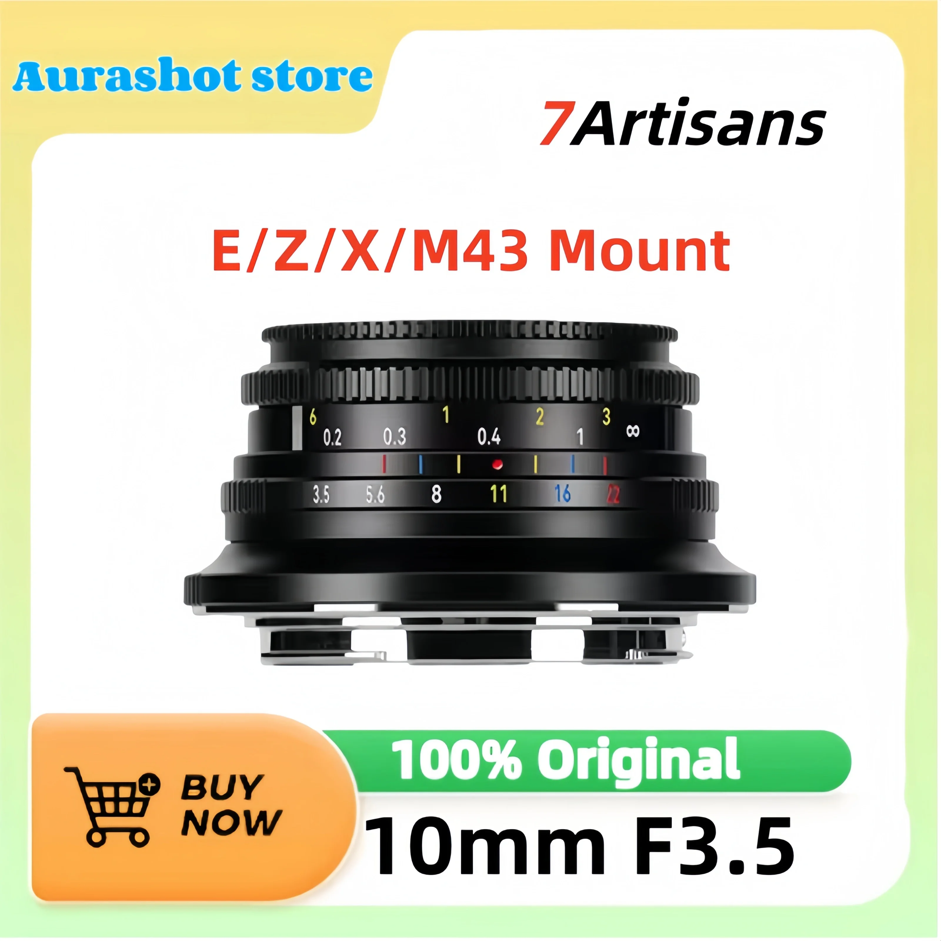 7artisans APS-C 10mm F3.5 108° Ultra-Wide Angle Fixed Focus Lens for Camera Sony E Fujifilm XF Nikon Z Micro M4/3 Mount