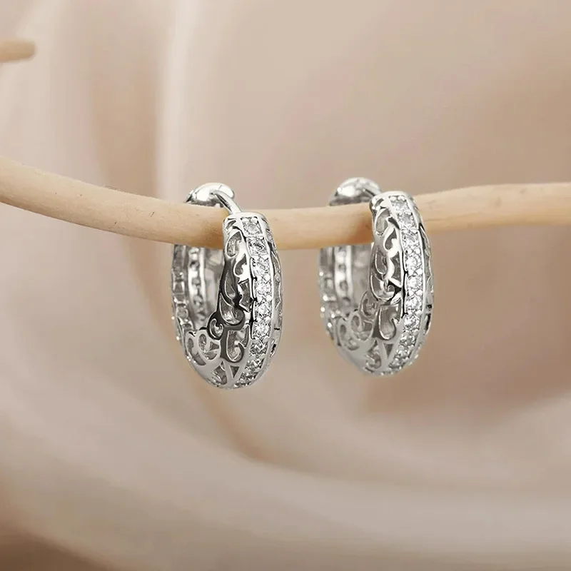 

Simple 925 Sterling Silver Hollow Flowers Earrings for Women Wedding Party Fashion Jewelry Gifts Charms Wedding Accessories