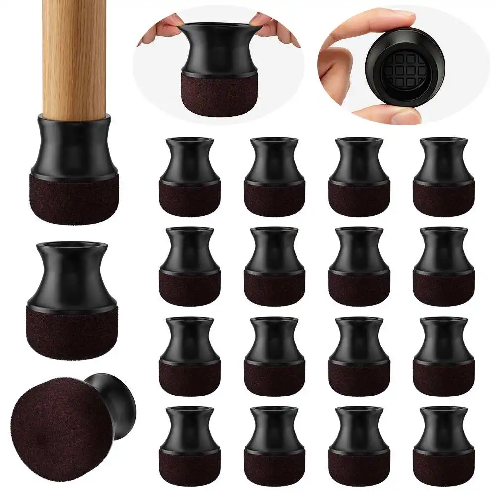 

16PCS Chair Leg Protectors Silicone Chair Leg Covers with Thickened W/ Wrapped Felt Bottom Anti-Scratch for Hardwood Floors