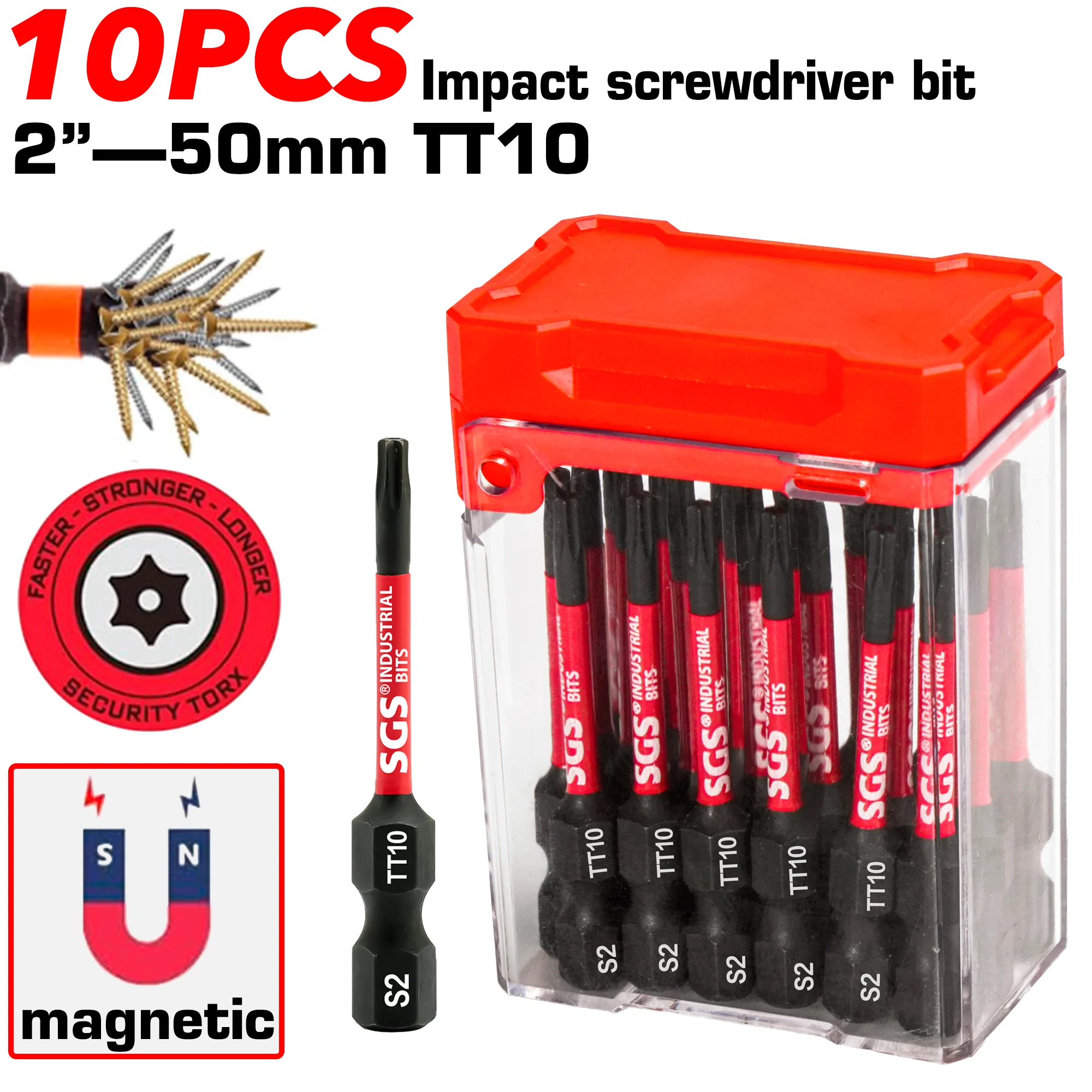 10/20 قطعة لقم مفك براغي Tt10 مضادة للانزلاق ومقاومة للصدمات، مغناطيسية قوية ومقاومة للاهتراء، متوافقة تمامًا مع الأدوات الكهربائية #2