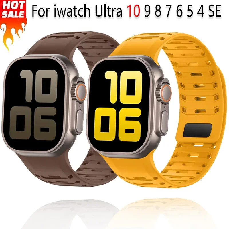 

Мягкий силиконовый ремешок для Apple Watch Ultra 2 49 мм 46 мм 45 мм 44 мм 42 мм Спортивный браслет iWatch Series 10 Ultra 9 8 7 6 SE 45 мм Ремешок