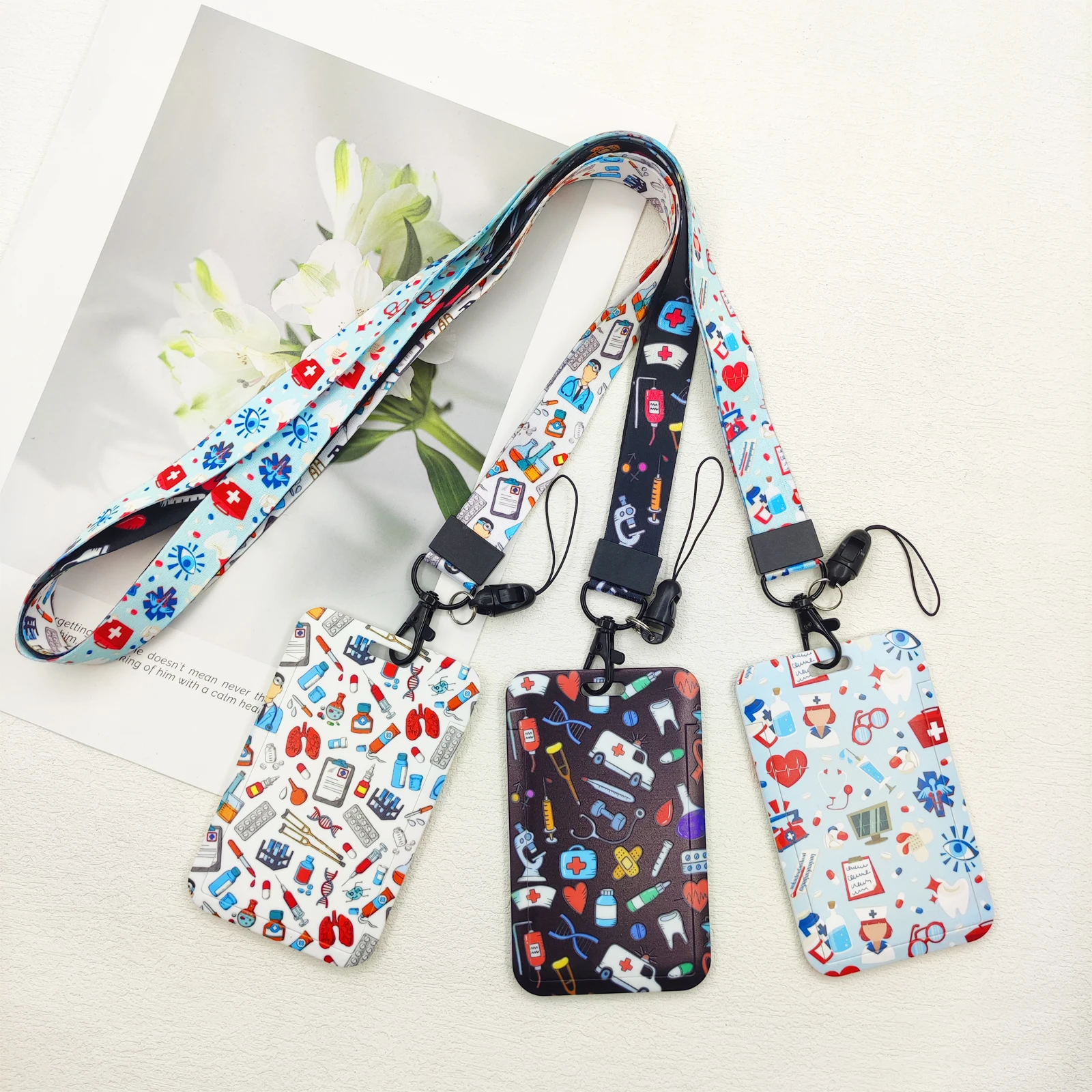 Smycz do identyfikatora medycznego, etui na identyfikator lekarza, smycze na szyję dla kobiet, etui na karty, brelok do kluczy, prezent