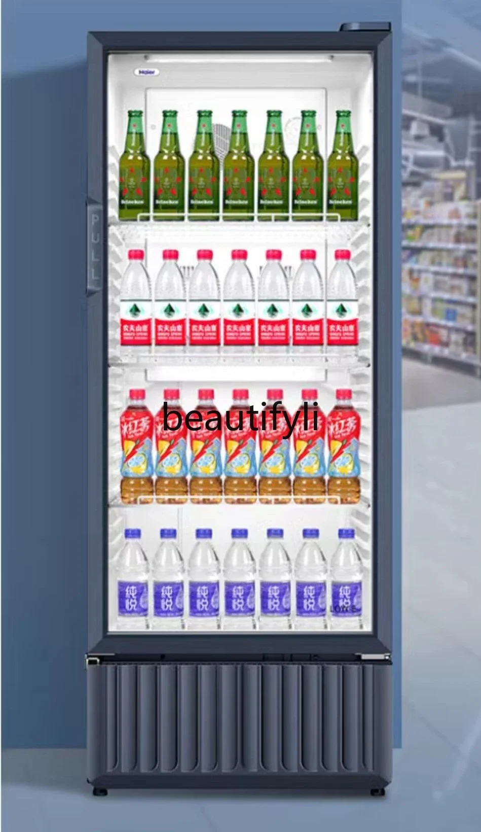 

Z189 Охлаждаемый однодверный вертикальный шкаф для напитков с воздушным охлаждением Коммерческий супермаркетный шкаф для хранения фруктов и свежих продуктов