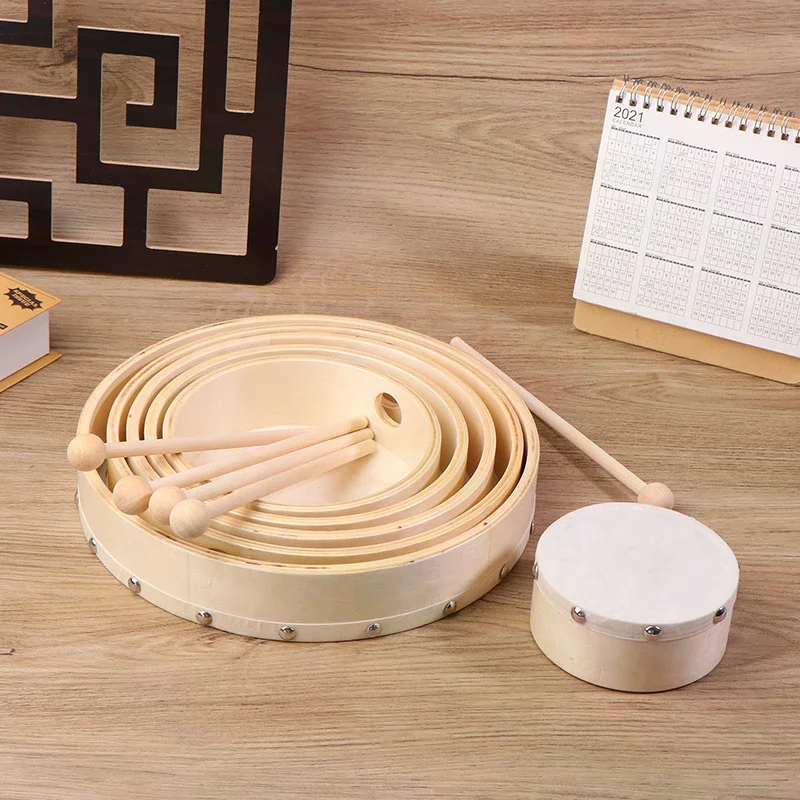 กลองเฟรม 4/6/7/8/9/10 นิ้ว กลองมือ กลองไม้ พร้อมชุดไม้ตีกลอง เครื่องดนตรีสำหรับเด็ก ของเล่นเสริมพัฒนาการ เครื่องดนตรีประเภทเพอร์คัชชัน