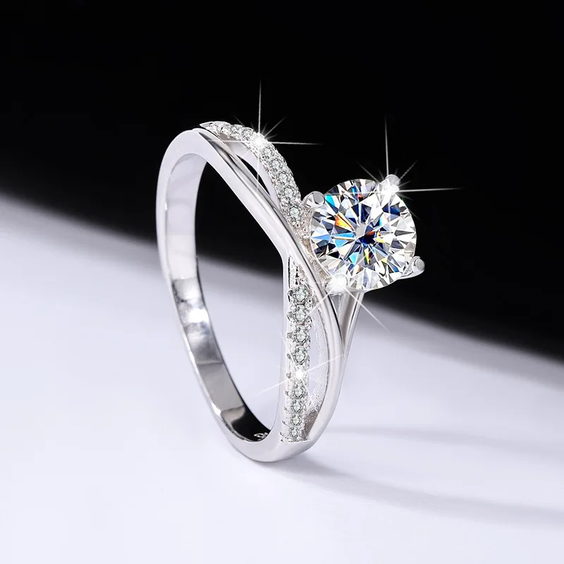 

High-quality Silver D-colored Moissanite Ring, A Classic Wedding Ring By Actress River Four-prong