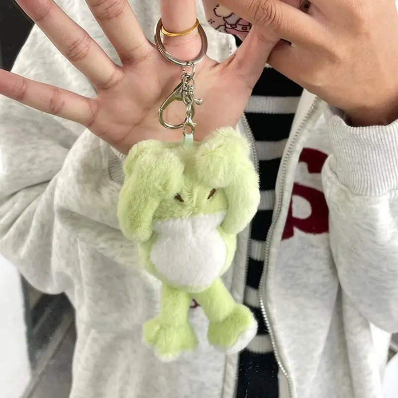 Plush Frog Key Ring Cute Bag Charm Stuffed Animals Soft And Comfortable Backpack Accessory For Family Friends Children