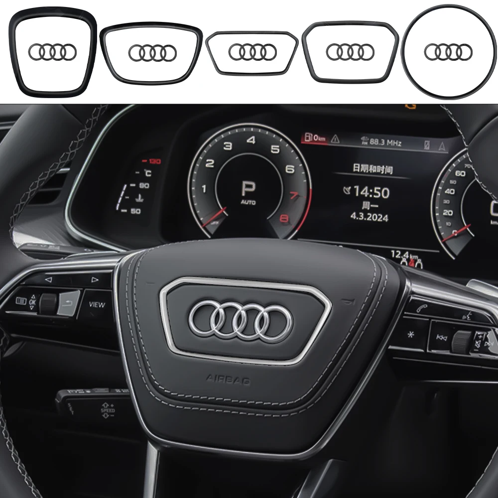 

Car Steering Wheel Center Emblem Logo Stickers Trim Frame Decor Ring Cover For AUDI A3 A4 A5 A6L A4L A8 Q5 Q3 Q7 Q8 Accessories